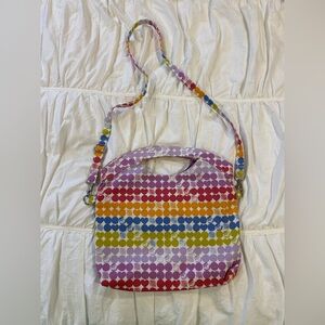 Roxy Rainbow Heart Print Crossbody Bag Canvas Y2K Style